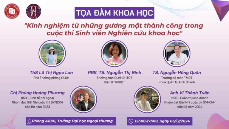 Tọa đàm khoa học “Kinh nghiệm từ những gương mặt thành công trong Cuộc thi Sinh viên nghiên cứu Khoa học”